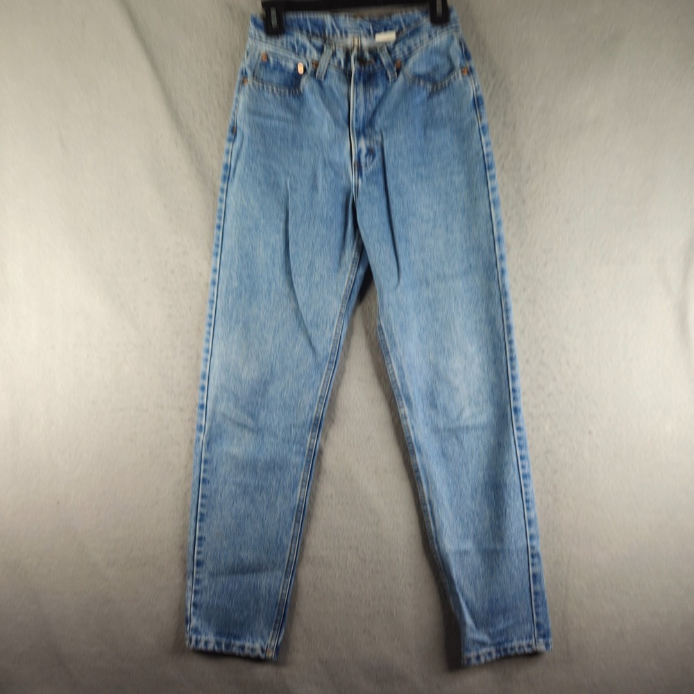Vintage Jordache High Rise Jeans 28" Waist 70s 80s Leather Patch Denim Tapered